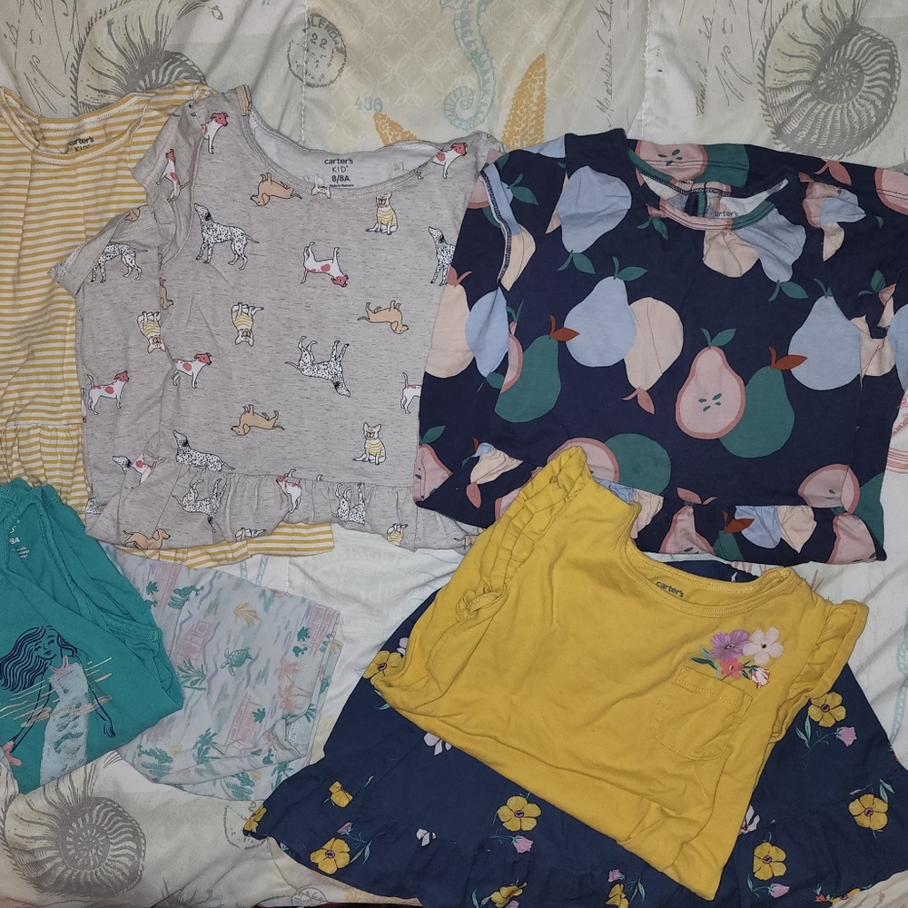 3 Carter's Girl Dresses and 2 Carter's Outfits